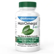 HairOmega 3-in-1 Hair Growth Vitamins with DHT Blocker, Biotin for Women & Me...