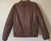 Preston & York Womens Size Small Leather Jacket Bomber Brown Zip Up $159.00 NWT