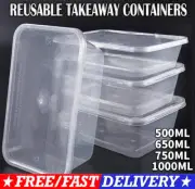 NEW Plastic Takeaway Food Containers Storage Boxes Bulk 500ml 650ml 750ml 1000ml