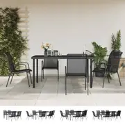 Outdoor Dining Set Dining Table and Chairs Black Steel and Textilene vidaXL