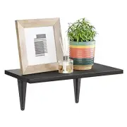Black Floating Shelves Rustic Wood Wall Shelf for Bedroom, Bathroom, Living