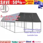 Large Chicken Run Cage Coop Hutch Rabbit Metal Door Poultry Pets House 3x10x2 m