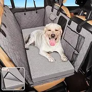 Waterproof Dog Car Seat Cover | Washable Backseat Protector with Non-Slip Backing, Removable Bed & Extender for Large Dogs, Car Hammock
