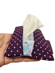 Travel Tissue Holder Dark Purple Polka Dot Pocket Size (Set 5 Get 1 FREE)