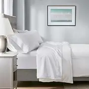 Renee Taylor 700 TC Tencel Lyocell Fibre and Cotton Sheet Set, White, King Single