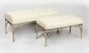 Metal bench in ivory velvet in set-2pieces