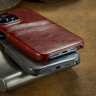 IPhone 14 Pro Max 14 Plus i14 6.1/6.7 皮革保護殼 牛皮仿真皮雙插卡手機殼背蓋
