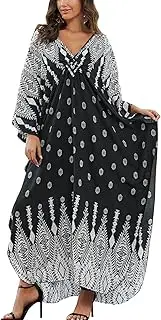 [YouKD] Women's Large Size Kaftan Dress Boho Beach Bikini Cover Ups Plus Size Bathrobes Casual Wear One Size