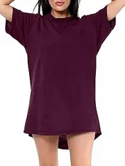 [Love My Fashions] Women’s Plain Cotton Night Wear Long T-shirt soft and comfy Nightdress for ladies With Front Pocket Crew Neck Short Sleeves Nightie Sleepwear Top plus Sizes UK=S-3XL