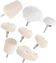 8pcs Polishing Cloth Wheel Cotton Grinding Tools Polishing Wheel Polish Kit Rotary Tool Attachment Cotton Grinding Head Buffing Wheels for Rotary Tool Polishing Pad Alloy Beige