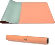Dual-Sided Multifunctional Office Desk Pad, Waterproof Desk Mat Protector, Leather Desk Pad for Wrting, Large Desk Pad for Keyboard and Mouse (23.6" x 13.7", Orange+Green)