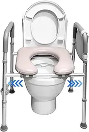 JumboTIGER Steel Bedside Commode, Standard Seat, Sturdy Folding Frame