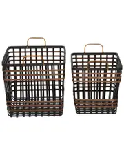 Peyton Lane Set of 2 Black Sea Grass Farmhouse Storage Basket