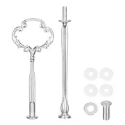 1 Set Cake Tray Stand Handle Plate Hardware Fitting, 2-Tiers Flower Silver