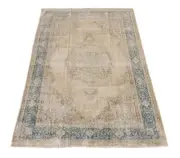 6x10' Khaki Vintage Traditional Rug Pale worn 26945