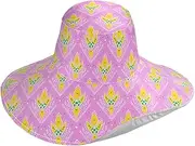 [Yoogain] Yellow Peach Pattern Foldable Sun Visor Hats for Women for Summer Decorative Sun Protection hat for Ladies Beach Folding Sombrero de sol para Mujer, Yellow Peach Pattern, One Size