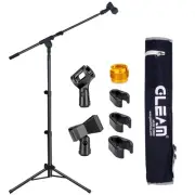 Microphone Stand with Boom Arm, Carrying Bag, Clips & Adapter for Stage Use