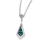 Sterling Silver Blue Diamond Geometric Pendant