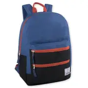 Trailmaker 17'' Multi Pocket Multicolor Backpack Adjustable Padded Straps BLUE