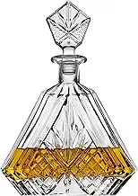 Whiskey Decanter for Liquor Scotch Bourbon or Wine, Irish Cut Triangular - 750ml
