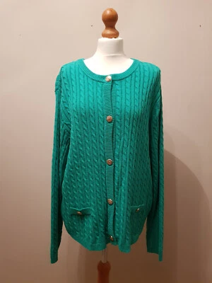 Nicole Miller Cable Knit Cardigan UK22/24 Green Gold BNWT