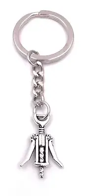 Corkscrew Keychain Pendant Silver Made of Metal