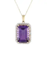 14K 0.20 ct. tw. Diamond & Amethyst Pendant Necklace