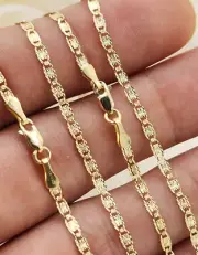 Solid 14k yellow gold diamond cut valentino chain - 2.1mm - 16" to 24"