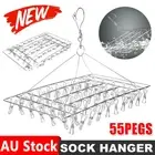 Sock Hanger 55 Peg Stainless Steel Drying Rack Windproof Underwear Clothes Airer