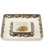 Spode Woodland Turkey Square Chip & Dip