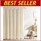 Elegant 78" Beige Linen Shower Curtain - Rustic Farmhouse Design with Hooks