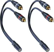 tunghey 2Pack 3.5mm Female to 2RCA Male Stereo Audio Y Adapter Cable Compatible for TV,Smartphones, MP3, Tablets,Speakers,Home Theater 20CM