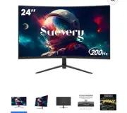 Suevery 24 Inch 200Hz Curved Gaming Monitor, FHD 1080P Frameless Computer...