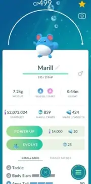 Pokémon Go Level 50 Marill 3rd Move Unlocked For Little Cup PvP Go Battle League