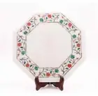 13" white marble table top coffee side inlay malachite decor antique mosaic h7