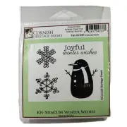 Cornish Heritage Farms Rubber Stamp Joyful Winter Wishes Christmas Snowman USA