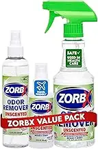 ZORBX Unscented Odor Eliminator Combo Value Pack - Used in Hospitals & Healthcare Facilities | Advanced Trusted Formula | Fast-Acting Odor Remover Sprays for Unpleasant Odors (16 Oz + 7.5 Oz + 2 Oz)