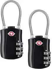 Luggage Locks, Geli 2 Pieces Red 3 Digit Approved Luggage Lock,Combination Padlock for Travel (Black)
