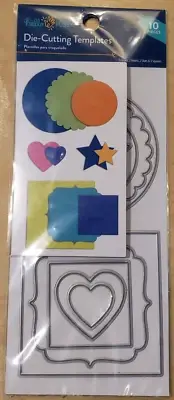 Hello Hobby Die-Cutting Templates, 3 Circles, 2 Hearts, 2 Stars, 3 Squares