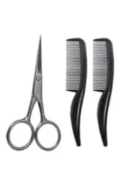 Men's Facial Hair Grooming Kit-1 Scissors, 2 Mustache/Beard Mini combs #SC-9026