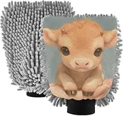 Lovely Brown Scottish Highland Cattle Car Wash Mitts Non Scratch Car Clean Gloves Car Cleaning Sponge