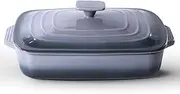 [Lareina] Large Ceramic Casserole Dish with Lid, 4.0 Quart Covered Rectangular Stoneware Baking Dishes for Oven, Deep 9x13 Inch Lasagna Pans for Baking and Serving, Gray
