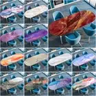 Flowing Marble Tablecloth Waterproof Elastic Edged Oval Dining Table Cloth Cover