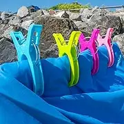 TRIXES 4 x Large HQ Assorted Colour Beach Towel Pegs - Secure Sun Lounger Deluxe Edition with Reinforced Metal Springs