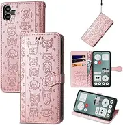 Anti-Fall Magnetic Flip Cover Lanyard Phone Case Compatible with Nothing CMF Phone 1 CMFPhone1 Phone Cover Luxury Solid Color Card Slot Wallet Clip Shell (Rose Gold,Nothing CMF Phone 1)