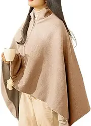 [ESOMAVRIX] Portable Heated Shawl, Heated Shawl Wraps for Women, Knitted Heated Shawl, USB Fast Heating Portable Soft Zipper/2511