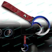 Car Accs JDM Moon Shape TSURIKAWA Burnt Blue Ring Red Clouds Nylon Handle Strap
