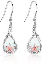 Cowgirl Boot/Guitar/Leaf/Starfish/Daisy/Moon Star Dangle Earring 925 Sterling Si