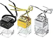 3pcs Glass Perfume Bottle Auto Air Fresheners Car Perfume Bottle Essential Oil Diffuser for Car Air Diffuser Perfume Bottle Pendant Square Car Hanging Men and Women