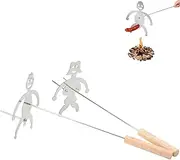 2Pcs Toasting Forks Stainless Steel Funny BBQ Skewers - Man and Woman Shaped Marshmallow Roasting Sticks with Wooden Handle for Camping Barbecue, Party